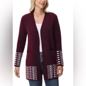 Frye Maroon and Cream Women's Cardigan size M